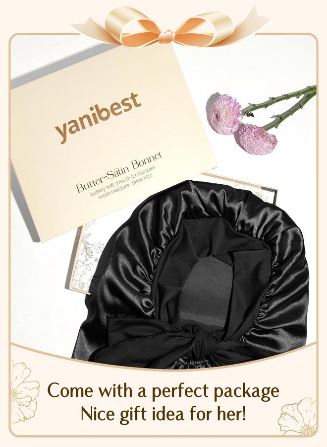 YANIBEST Long Bonnet Satin Bonnet for Sleeping Braid Bonnet with Tie Band Silk Sleep Bonnet for Women Locs Black - Image 5